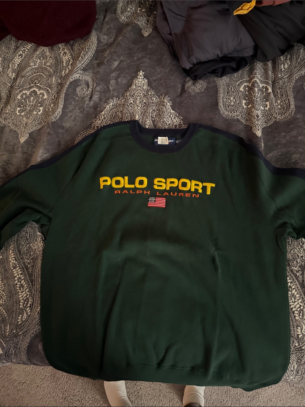 Ralph Lauren Polo Sport Forest Green Sweatshirt with Navy Trim